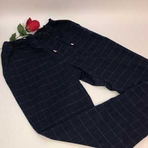 A•New•Day Women’s Navy Blue High Waist Plaid Pants